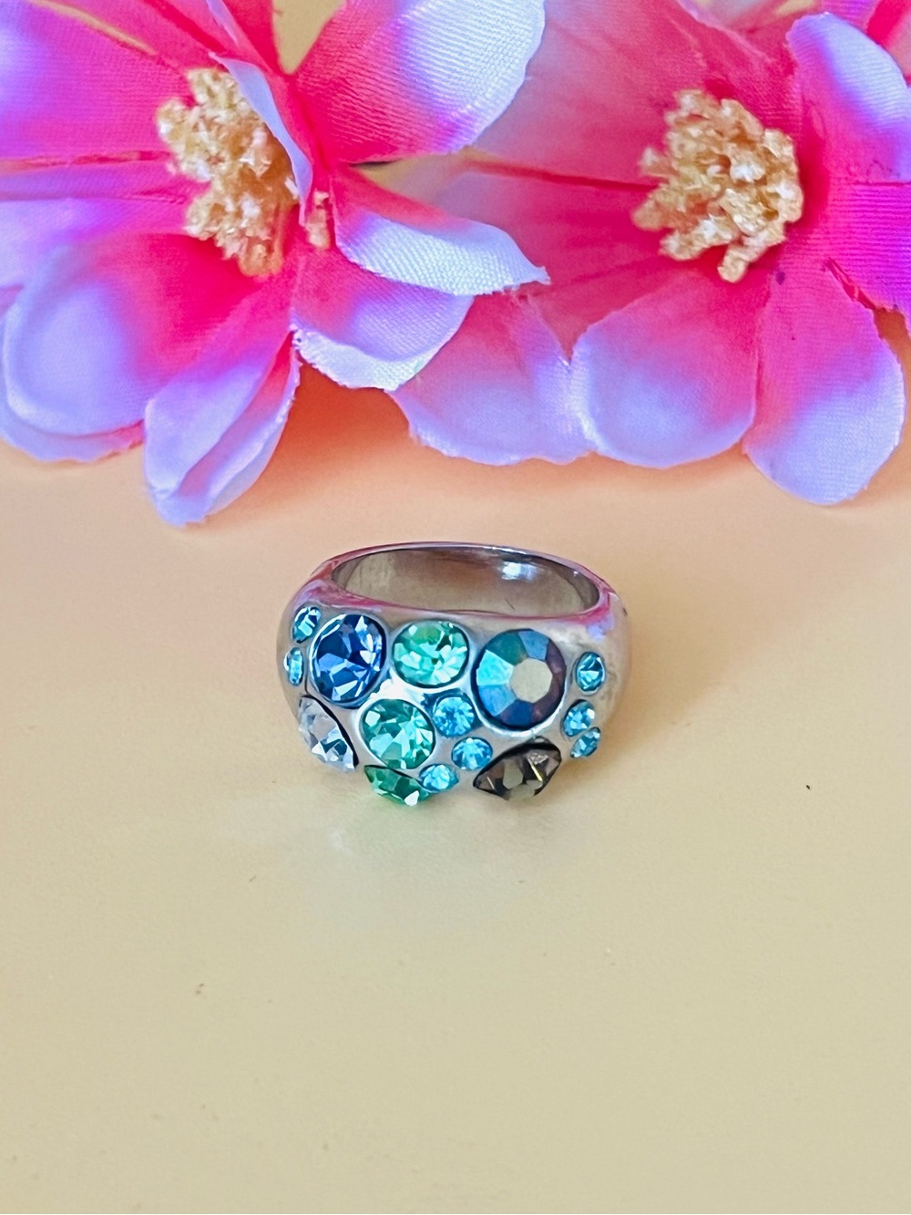 Multicolor Crystal dome Ring size 7